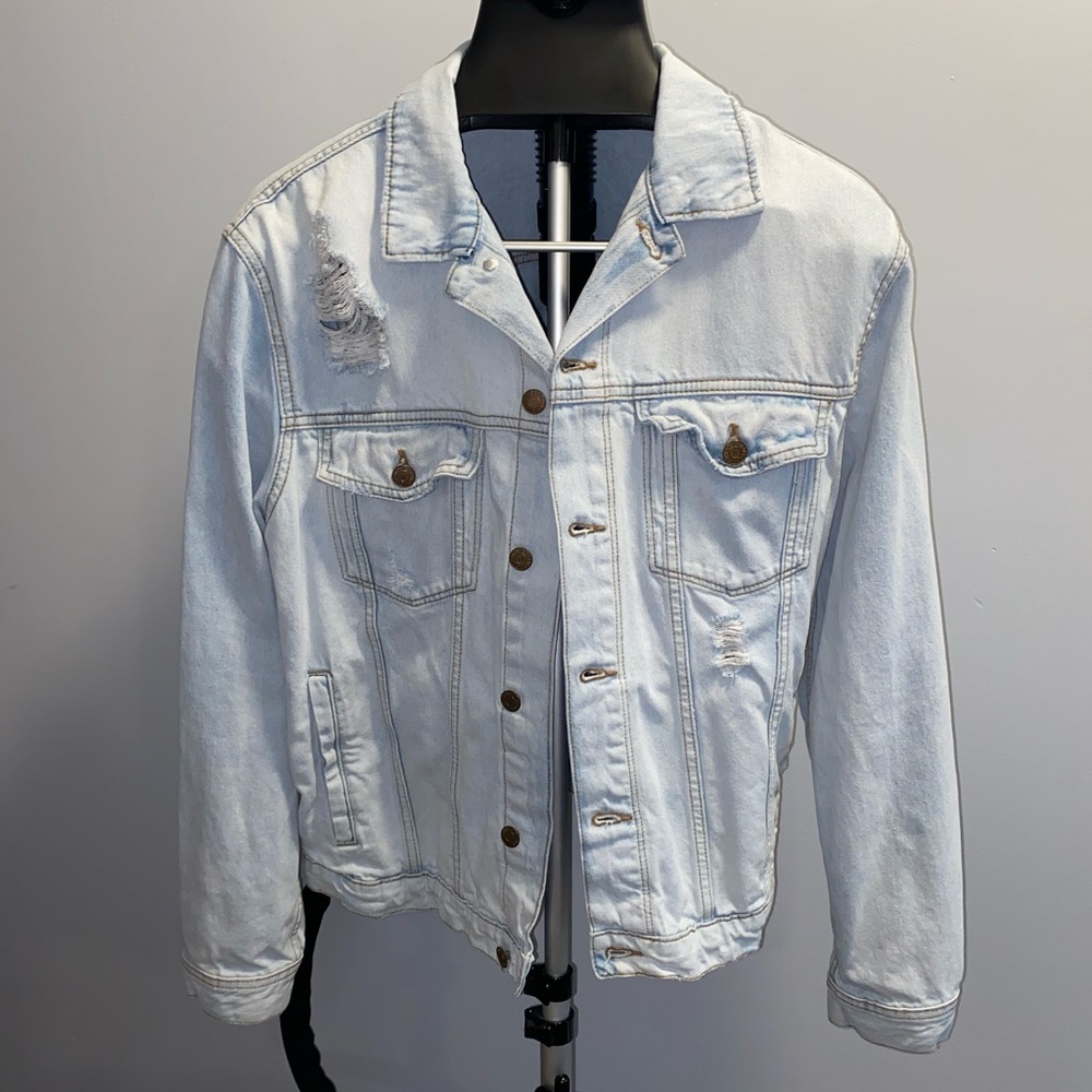 H&M Distressed Light Denim Jacket